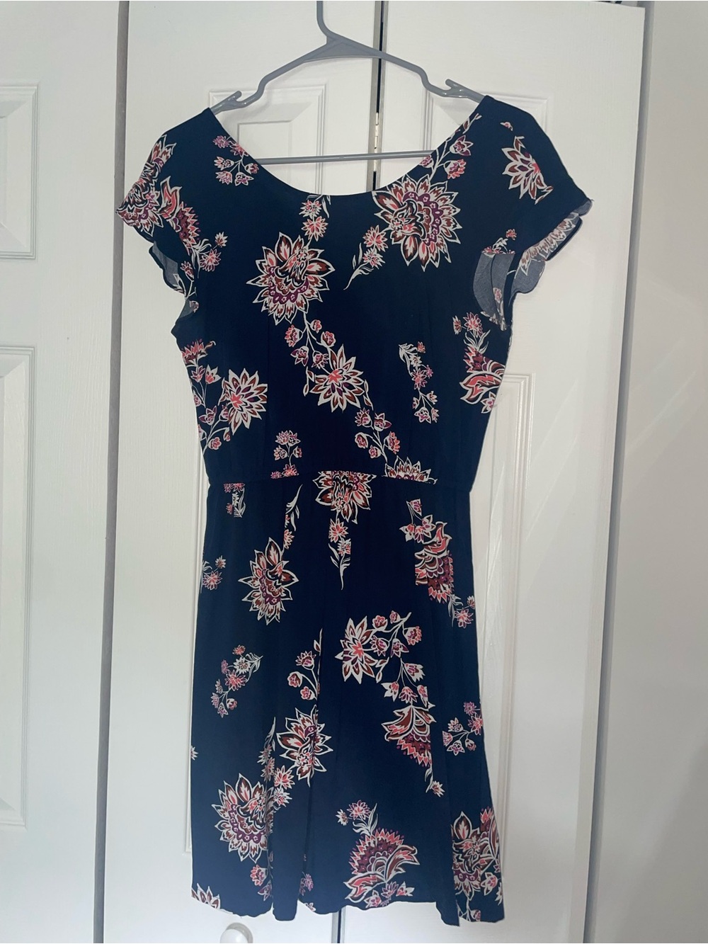 Old Navy Navy Floral Short-Sleeve Mini Dress